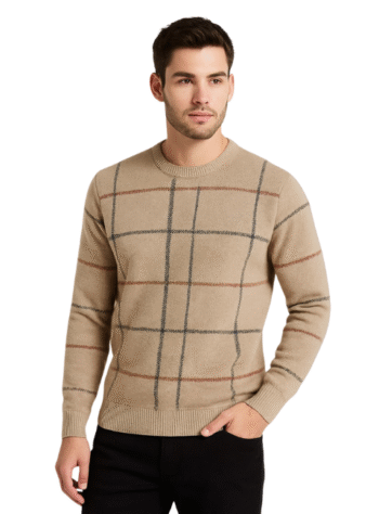 Beige Winter Knit Sweater for Men