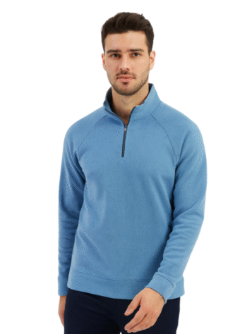 Sky Blue Quarter-Zip Fleece Sweatshirt