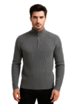 Men’s Ribbed Half-Zip High-Neck Sweater